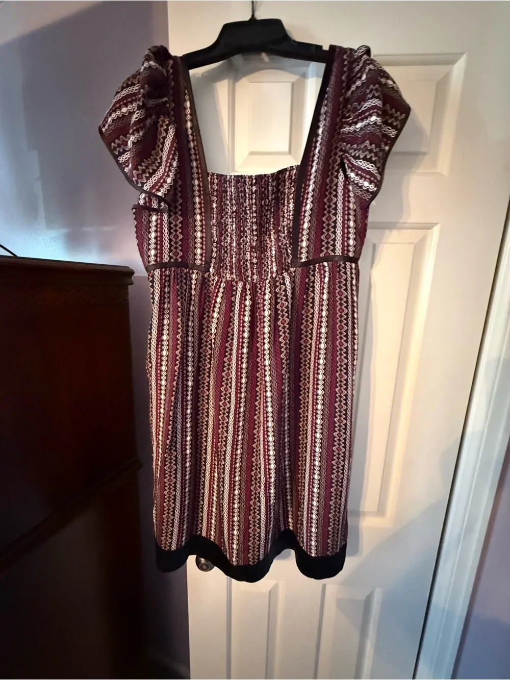 Gianni Bini Burgundy and White Striped Midi Dress Size 10